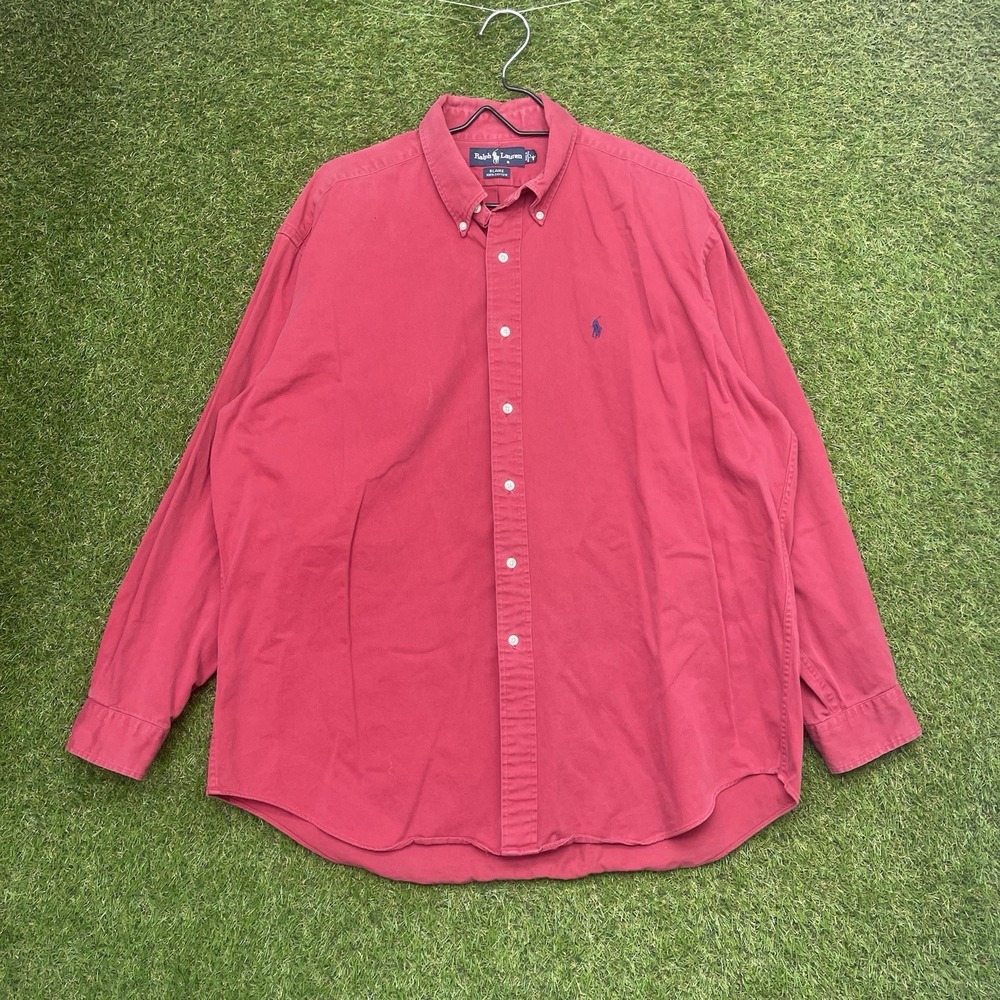 Polo Ralph Lauren Button Up Shirt Mens XL Twill Long Sleeve Heavy Red Casual